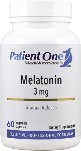 [BRSWGEL4OYJRQC3D] Patient One Melatonin 3 mg Extended Release | Supplement to Support Restful Sleep and Relaxation* | Natural Sleep Aid | 60 Capsules