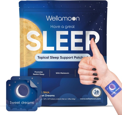 [BRSRMCYCA56QICDL] Wellamoon Original Sleep Patches for Adults Extra Strength | Easy-to-Apply Sleep Patch with Melatonin & Valerian | Relax & Wake Up Refreshed | Long-Lasting Night Comfort for Men & Women | 28 Patches