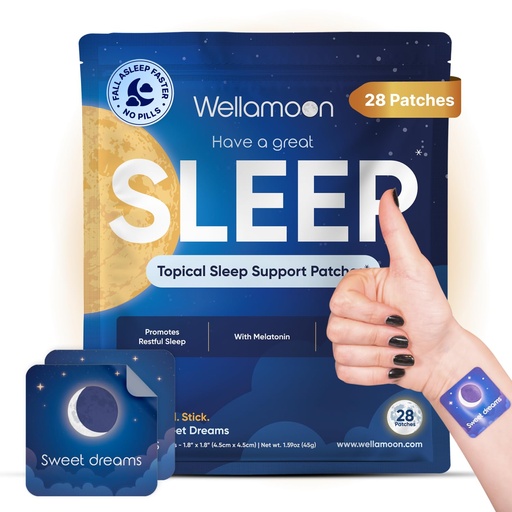 [BRSRMCYCA56QICDL] Wellamoon Original Sleep Patches for Adults Extra Strength | Easy-to-Apply Sleep Patch with Melatonin & Valerian | Relax & Wake Up Refreshed | Long-Lasting Night Comfort for Men & Women | 28 Patches
