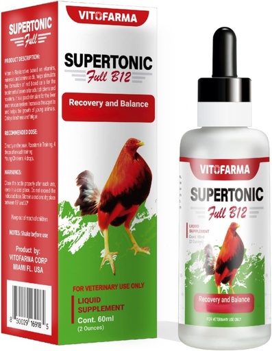 [BRSRMFIQCUPRACDG] Supertonic Full B12 for Rooster - Multivitamin boosters for Roosters, Vitamin Recovery Liquid 60ml