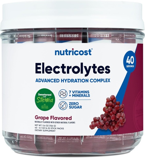 [BRSRAEARCIPBGADX] Nutricost Electrolytes Complex, Grape Flavored, 40 Stickpacks - Avansert Hydration Complex