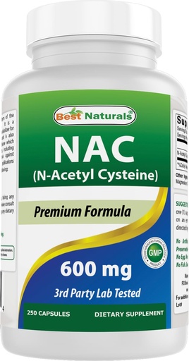 [BRSWGHTQBECW2AYU] Best Naturals NAC - N Acetyl Cysteine 600 mg 250 Capsules - n Acetyl cysteine - Powerful antioxidant