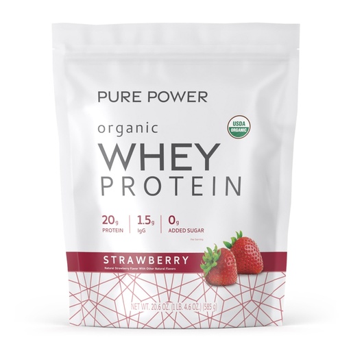 [BRSW2ZIQCV6AOCYV] Dr. Mercola Pure Power Organic Whey Protein - 20 g Protein - Supports Muscle Growth & Energy - Grass-Fed Whey Concentrate - 15 Servings (20.60 oz) - Strawberry