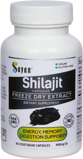 [BRSWYZIFCAFQYETZ] Sayan Shilajit 90 Capsules/440mg ea.– Organic Supplement with High Fulvic Acid Content to Support Your Immune System, Bolster Energy, and Naturally Cleanse – Non-GMO, No Fillers
