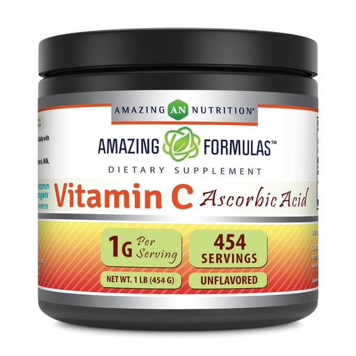 [BRSWKG3ZPMDRQC3O] Amazing Formulas Vitamin C Powder Supplement | Unflavored Ascorbic Acid | 1 Gram per Serving | Non-GMO | Gluten-Free | Made in USA (1 LB | 1 Pack)
