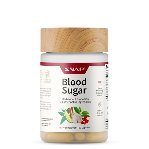 [BRSRMYYFPINQY235] Snap Supplements Blood Sugar Blend with Berberine, CoQ10, Cinnamon, and Gymnema to Support Already Healthy Blood Sugar, Metabolic Health and Energy, Sugar Free, 60 Capsules (Packaging May Vary)