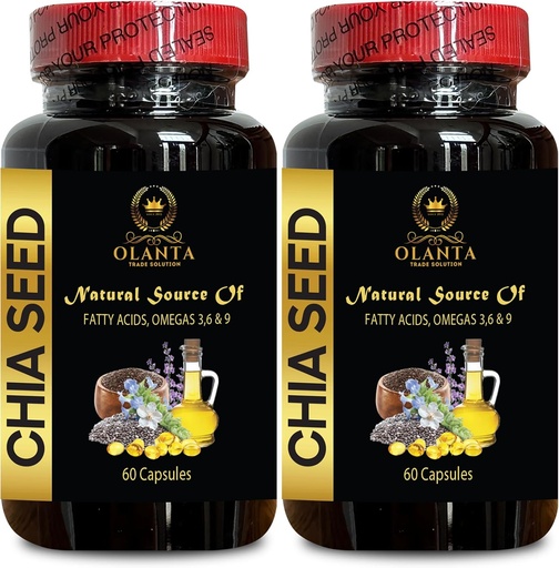 [BRSRAEI6DEHAMHI4] CHIA Seed Supplement - Chia Seed Extract Pills, Digestive Supplements for Bodybuilding, Omega-3, High Fiber and Protein Source, Essential Fatty Acids - 2 Bottles 120 Capsules