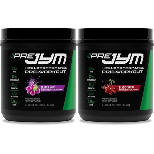 [BRSRAYYYBMIBY2QZ] Pre JYM Grape Candy Pre Workout Powder 30 Servings & Black Cherry Flavor 30 Servings Bundle