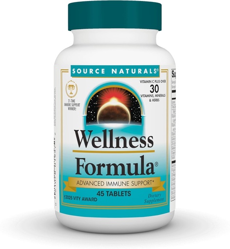 [BRSWIYQBBAJWGDTC] Source Naturals Wellness Formula Bio-Aligned Vitamins - Immune System Support Supplement & Immunity Booster* - 45 Tablets