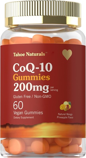 [BRSW2HQRA54GY3YY] CoQ10 Gummies | 200 mg | 60 Count | Natural Mango Pineapple Flavor | Vegan, Non-GMO, Gluten Free | by Carlyle