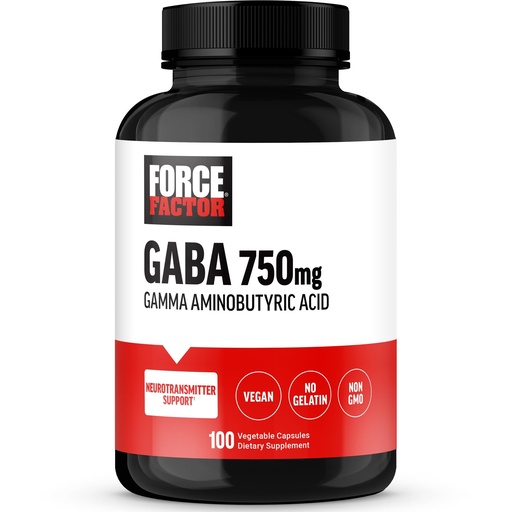 [BRSRA2T6B4PA2HL6] Force Factor GABA 750mg Capsules, 100 Count | Support Calm, Relaxation, Sleep & Focus, Neurotransmitter Support, Vegan, NON-GMO