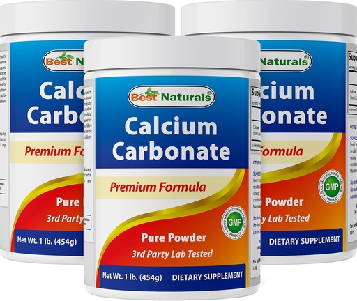 [BRSW2AQYAQHBSG3P] Best Naturals Calcium Carbonate Powder 1 Pound - Food Grade (16 OZ (Pack of 3))