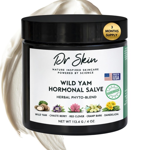 [BRSROAAZCAAWMFDU] Dr. Skin Organic Wild Yam Cream for Women | Herbal Balancing Moisturizer for Women’s Comfort with Dandelion, Red Clover, Chaste Berry & Cramp Bark | Nourishing Natural Cream, 4oz