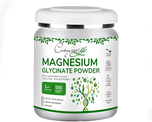 [BRSROYYQDECW23D4] Cosynee Magnésium Glycinate Poudre de Refroidissement Ultime Supplément Magnésium Calmant, Potent Magnésium Poudre Supplément (17.6oz (500g))