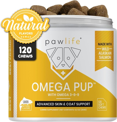 [BRSWGGL7OR5GEHTZ] Dog Fish Oil Supplements - 120 Omega 3 Fish Oil Dog Vitamins, Veterinarian Formulated Itching Relief for Dogs, Natural Omega 3 Fish Oil for Dogs, Dog Skin and Coat Supplement (Salmon Flavor)