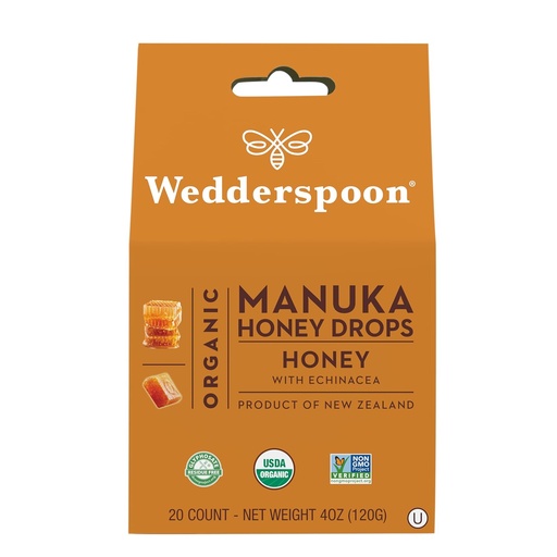 [BRSWGBQBBYFRGCLZ] Wedderspoon Organic Manuka Medene kapljice, Med & Echinacea, 20 Število (Pack of 1) 