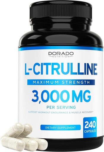 [BRSRMAYZO56QICL6] L Citrulline 3000mg Papildinājums (240 Kapsulas) Atbalsta L Arginine & Slāpekļskābe Oksīda Tabletes - L- Citrulīns vīriešiem un sievietēm - Muskuļu atgūšana un sūknis Papildinājums - 3 Party Tested, Vegan, Non- GMO - ASV Made