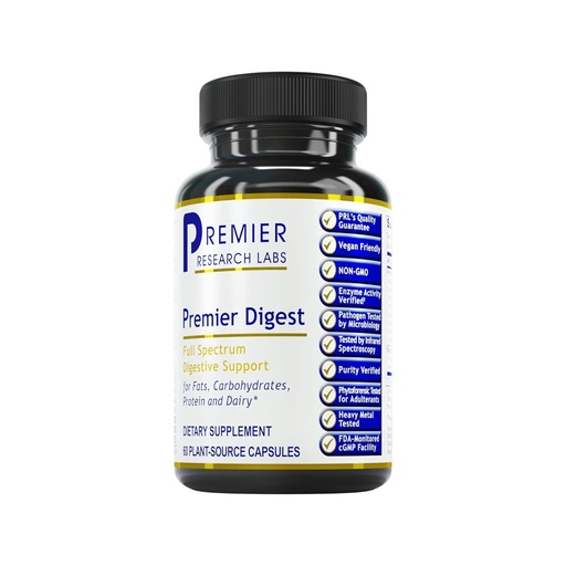 [BRSWIYL7B56RCELY] Premier Research Labs Active Digestive Enzymes with Probiotic and Prebiotics - Promotes Full-Spectrum Digestive Support - with Amylase, Protease & Lipase, 60 Plant-Sourced Capsules