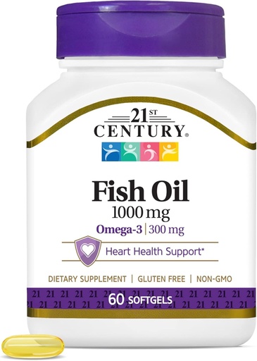 [BRSWIY37OUOWGADO] 21st Century Fish Oil 1000 Mg Softgels, 60 Count (Pack of 2)