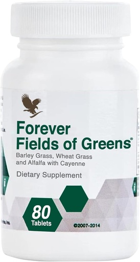 [BRSWIGYMAQDRAFTA] Forever Living - Pola zieleni, Green Superfood Supplement with Barley Grass, Wheat Grass, and Alfalfa to Cleansing and Alkalising, 80 Tablets
