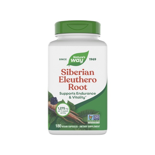[BRSWIYTQAYORKD32] Nature's Way Premium Herbal Siberian Eleuthero Root Supplement, Supports Endurance & Vitality*, Adaptogen*, 1,275mg per 3-Capsule Serving, Non-GMO Project Verified, 180 Capsules (Packaging May Vary)