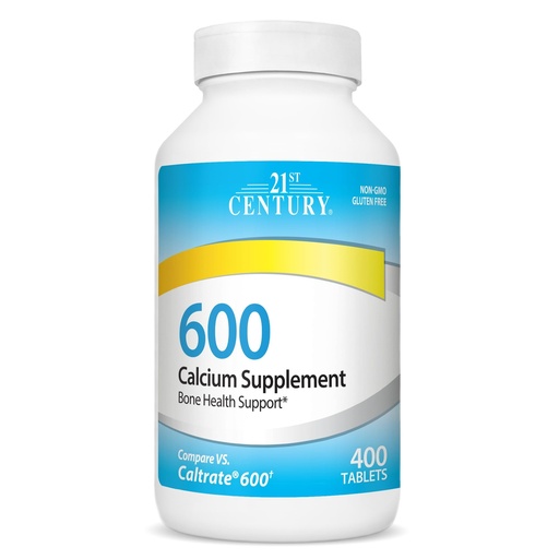 [BRSWIH34C4JWKHYV] 21st Century Calcium 600 mg Supplement (400 Tablets), Vegan-Friendly Bone Strength Calcium Supplement, Non-GMO & Gluten-Free Calcium Carbonate, No Artificial Flavors, Suitable for Men & Women