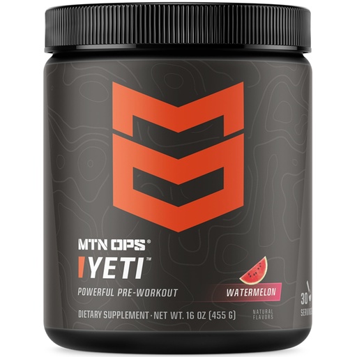 [BRSRAY34ARYWAC3Z] MTN OPS Yeti Pre-Workout Powder Energy Drink with Creatine, 200mg Caffeine & BCAAs with Beta Alanine, 30-Serving Tub, Watermelon