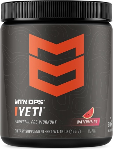 [BRSRAY34ARYWAC3Z] MTN OPS Yeti Pre-Workout pulver energi drikke med kreatin, 200 mg koffein og BCAA med Beta Alanine, 30-Serving Tub, vannmelon