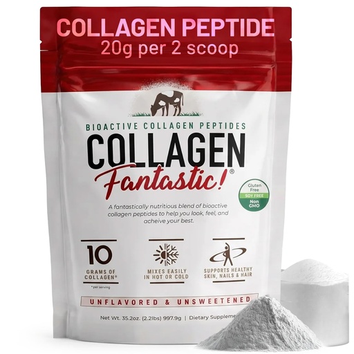 [BRSRMAQHOAAR4A3H] Fantastic Nutrition Collagen Peptides Powder Unflavored 2.2lb – Grass-Fed Bovine Protein for Joints, Bones & Skin – Type I & III Hydrolyzed Collagen – Gluten-Free, Non-GMO & Soy-Free – 90 Servings