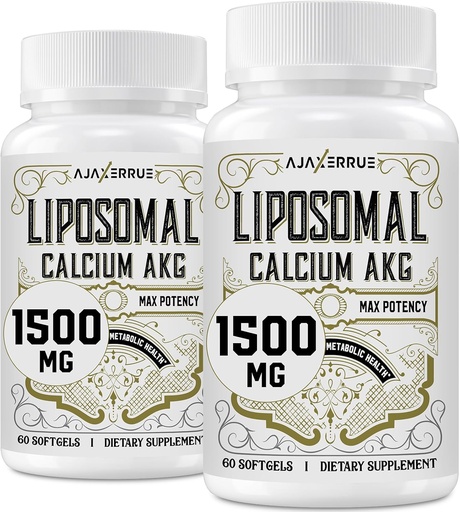 [BRSROFINBUCRMFI3] Calcomi Lipostomal AKG suplementari 1500 MG (HG-Alfa-Ketoglutaric), Àcid alt Absorció, més efectiu que AAKG, CaKG per Longevitaity, Defensa d'edat, Energia cel·lular, Metabolic, 120 Softgelis