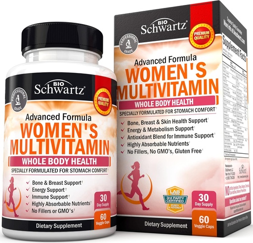 [BRSWGADYDEHBO3DP] Multivitamínico para Mulheres com Vitamina D3 - Multivitamínicos para a Energia Conjunta da Mama Óssea - Vitaminas para o Apoio à Imunidade - Imune System Boost Natural Imune Defense - Suplemento de Apoio Conjunto - 60Ct
