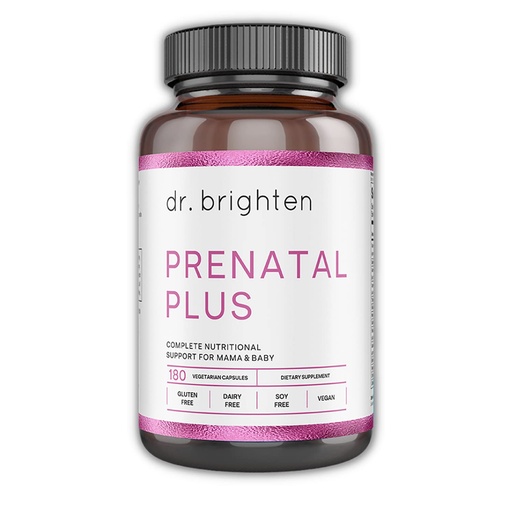[BRSWGBANC54B6FA6] Dr. Brighten Prenatal Plus - Women’s Formulation, Active B Vitamins, Minerals, Antioxidants for Pregnant or Nursing Mothers, Non-GMO Vegan, No Gluten, No Soy - 180 Capsules