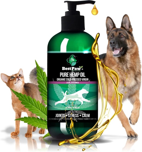 [BRSWGCAZAAJW2CDB] [236,000mg] Organic Hemp Oil for Dogs and Cats - Joint Pain Relief Arthritis Supplement - Natural Support for Separation Relief - Calming Aid Pets Love - from Canadian Crops - 8oz