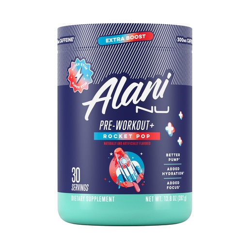 [BRSROAIZOADWAFI4] Alani Nu Pre Workout+ Powder Rocket POP, Extra Boost, Sugar Free, 300mg Caffeine, L-Theanine, Beta-Alanine, Citrulline, 30 Servings