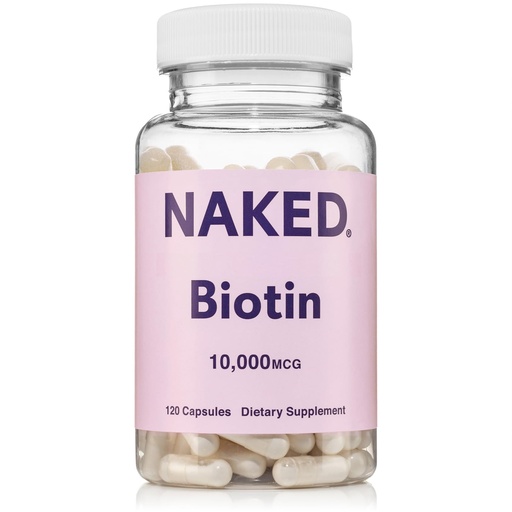 [BRSRAHYQBYIRSCAV] NAKED Biotin 10,000mcg - Max Strength Vitamin B7 Supplement for Healthy Hair, Skin & Nails Support - Non-GMO, Gluten-Free, Vegan - Supports Keratin Production - 120 Capsules