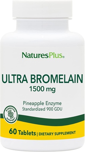 [BRSWIYI6BV7GYAAV] Natures Plus Ultra Bromelain - 60 Tablets - 1500 mg of Pineapple Bromelain - Supports Digestive Health, Joint Support & More - 60 Servings