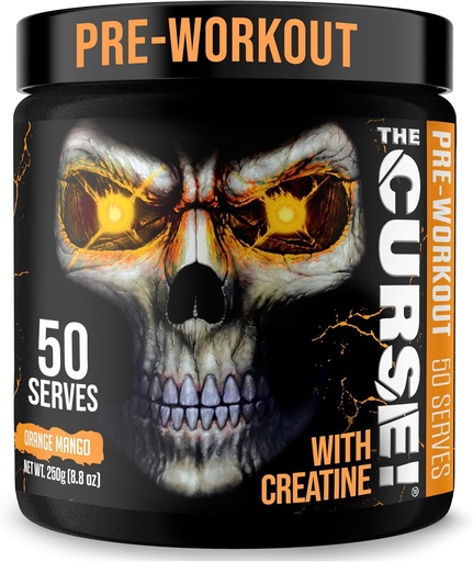 [BRSWKFYGOZ4ACA3M] JNX SPORTS The Curse! Pre Workout Powder for Men & Women, Caffeine, Beta-Alanine, Creatine, L-Citrulline, 50 Servings, Orange Mango Flavor – Boost Energy, Strength & Focus