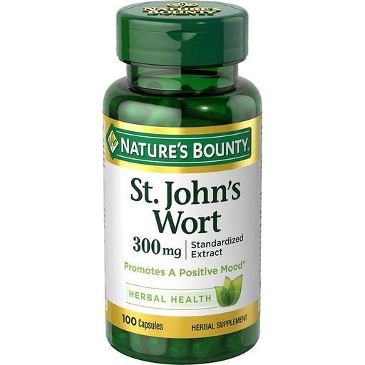 [BRSWIZDYAQCW233K] Nature's Bounty St. John's Wort Pills and Herbal Health Supplement, 300mg, 100 Capsules