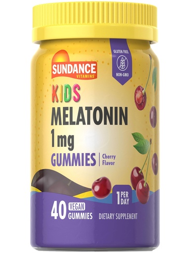 [BRSROBD5BB7BQ33H] Sundance Kid's Melatonin Gummies 1mg | 40 Count | Cherry Flavor | Vegan, Non-GMO, and Gluten Free Supplement