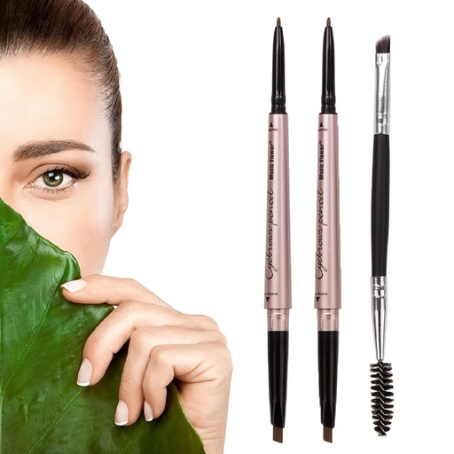 [BRSWGGAEPICRGFYV] 2 Pack Eyebrow Pencil, Waterproof Eyebrow Makeup with Dual Ends, Professional Brow Enhancing Kit with Eyebrow Brush (Dark Brown #1)