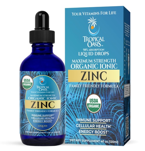 [BRSRAAIDDN7Q2HTG] USDA Organic Ionic Zinc Droppers for Men, Women & Kids | Liquid Zinc Supplement Trace Mineral Formula | Immune Function | Skin Health | 98% Absorption | Sugar-Free, Vegan, Non-GMO | 4 Fl Oz