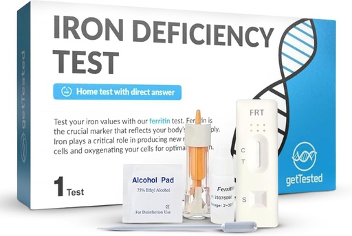[BRSROCA7O4FRMDQZ] getTested Iron Deficiency Test Kit – at Home Blood Test for Anemia with Fast Results – Fingerprick Sample, No Lab Visit Needed – Clinically Validated Check for Low Iron Levels
