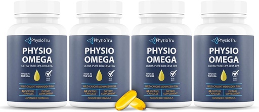 [BRSWGZAEAAFG2A3H] Physio Omega 2400mg Fish Oil with Omega 3 Fatty Acid Supplement - Heart & Brain Health Supplements for Adults - Non-GMO, Burpless, Light Citrus Flavor, Sustainably Sourced - 240 Softgels