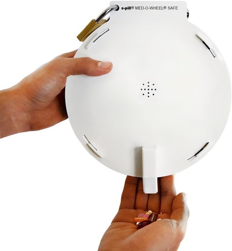 [BRSWIHA4AYORAFDU] e-Pill Med-O-Wheel Safe - Highly Tamper Resistant Automatic Pill Dispenser - Metal Case with 4 Independent Locks