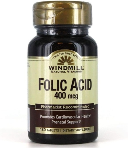 [BRSWIYYLBACR4FTU] Windmill Folic Acid 400 Mcg Tablets - 180 Ea