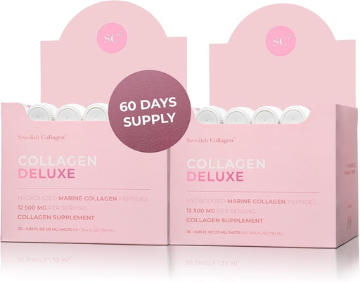 [BRSROBD7DEHRQ2T7] Collagen Deluxe 30 Shots x 2 I 8 Week Bundle I 12500 mg Marine Collagen (Type I & III) I Hyaluronic Acid, Biotin, Vitamin C I Sugar-Free - 8 Week Supply