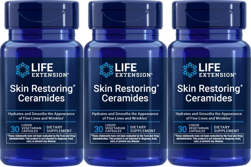 [BRSWK2QGCQBRCET2] Life Extension Skin Restoring Ceramides, 30 capsules - Pack of 3