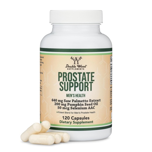 [BRSROFIEAVYRYGT4] Prostate Support Supplement for Men's Health (120 Capsules) One Serving per Day for 30 Days Supports Prostate Function and Urinary Control (Saw Palmetto, Pumpkin Seed Oil, Selenium) by Double Wood