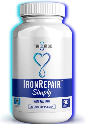 [BRSW2HD3OYFWE3DD] Iron Repair Simply Natural Iron Supplement, Best Absorption & Gentle on Stomach, Monash Low FODMAP, Raise Hemoglobin & Ferritin Iron Pills for Women, Men, Teens, & Pregnancy 90 Bovine Gelatin Capsules