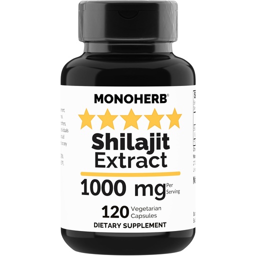 [BRSWYGQFPMOR6E3D] MONOHERB Shilajit Extract 1000 mg - 120 Vegetarian Capsules